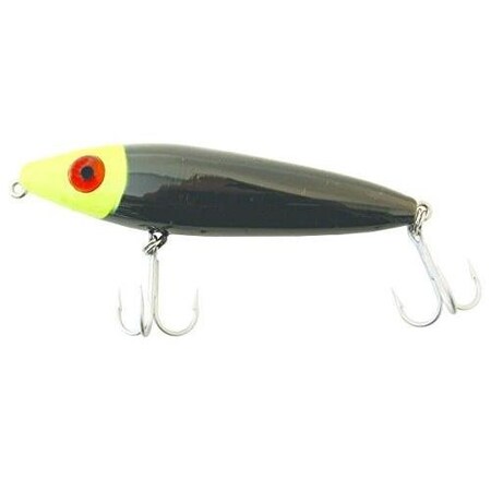 Mirrolure She Dog Rattling Surface Walker, 4, 34 Oz Chartreuse HeadBlack Body, Floating 83MR-NSCH